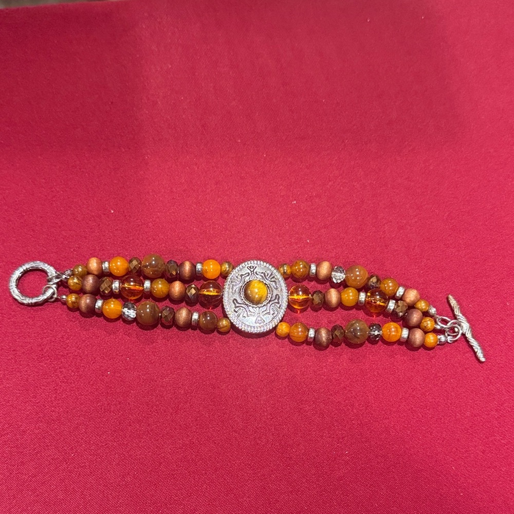 Vintage, Western Beaded Bracelet with Silver Accents